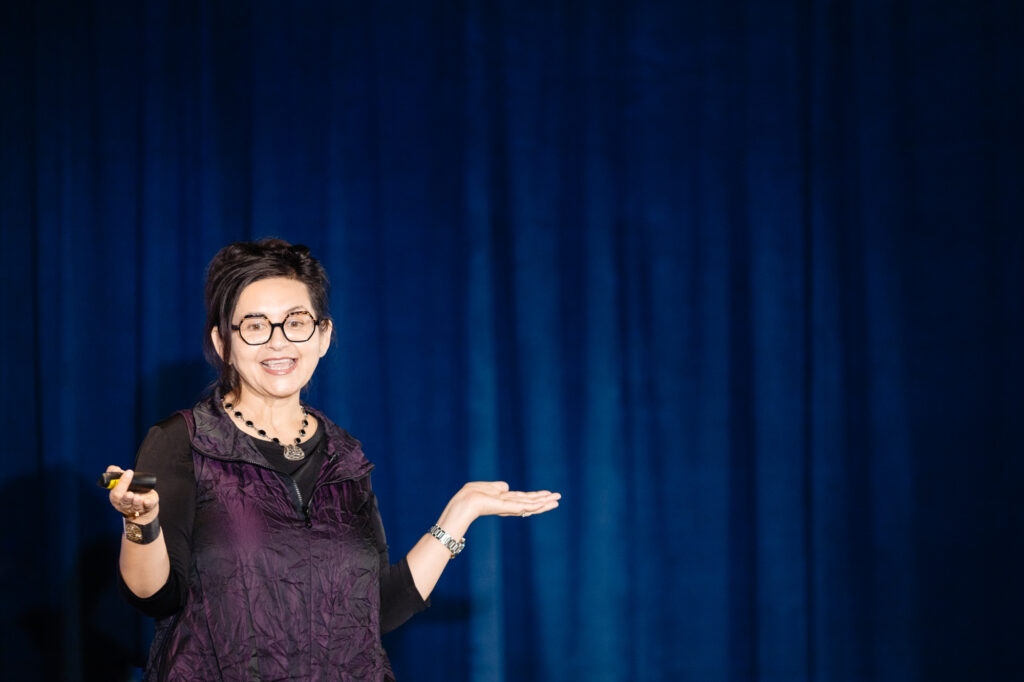 Shalini Bahl, Founder of Know Your Mind LLC, Mindfulness Researcher, Consultant, and Author of “Return to Mindfulness”, on stage at BrainTrustLIVE 2024.